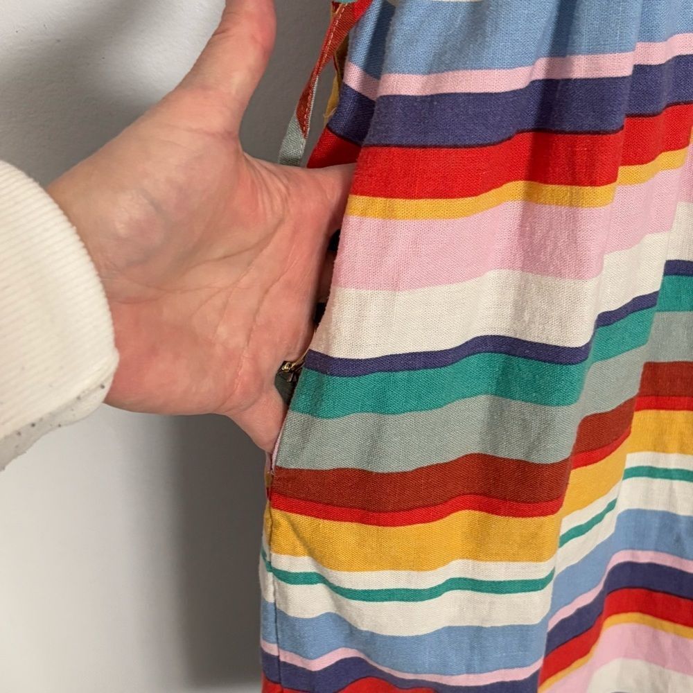 4Our Dreamers Anthropologie Women’s Multicolor Off the Shoulder Striped Dress XS - Picture 6 of 16